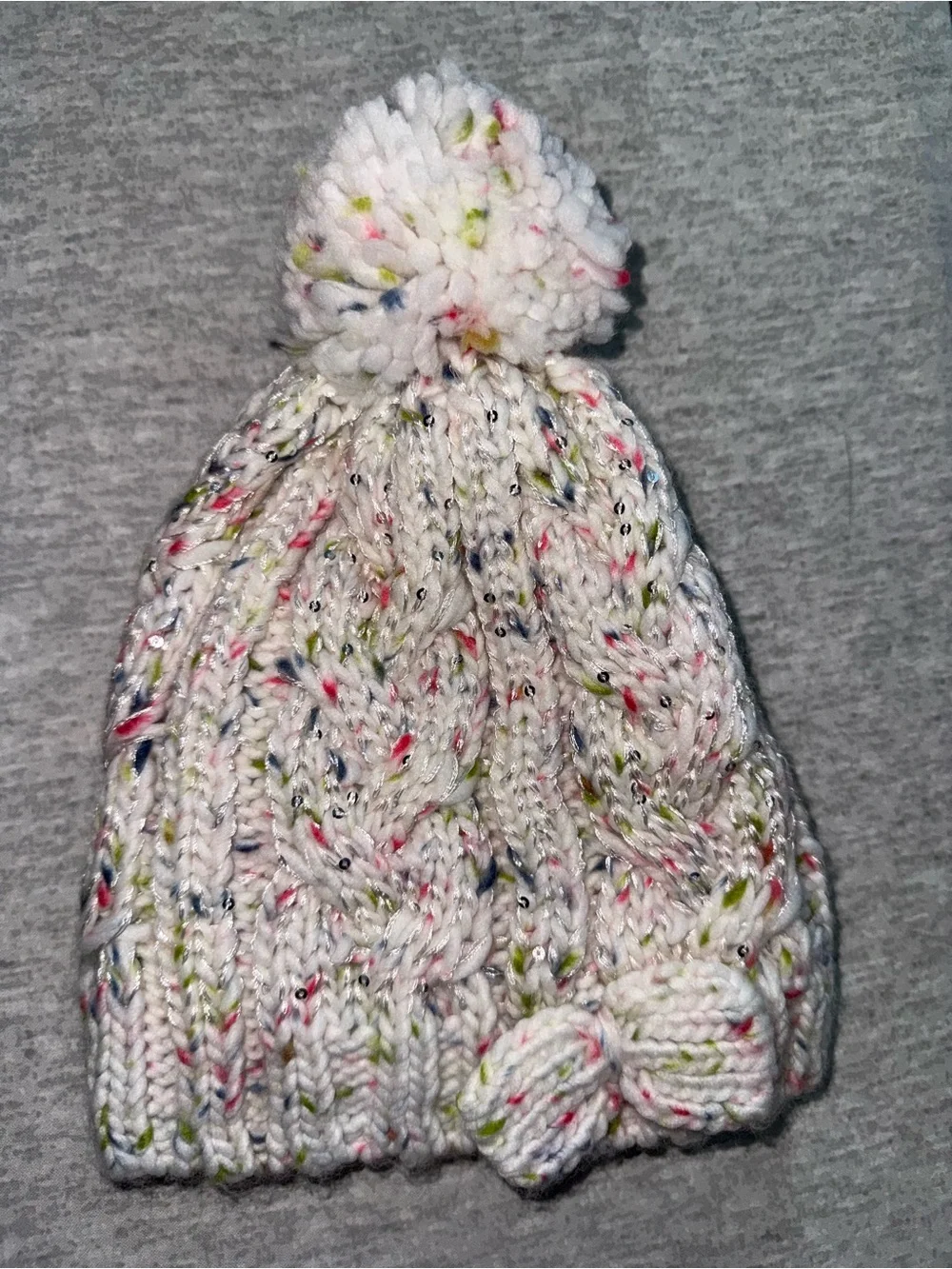 wonder nation White Speckled Pom Pom Knit Hat